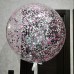 Шар Bubble с конфетти, бело-розовый